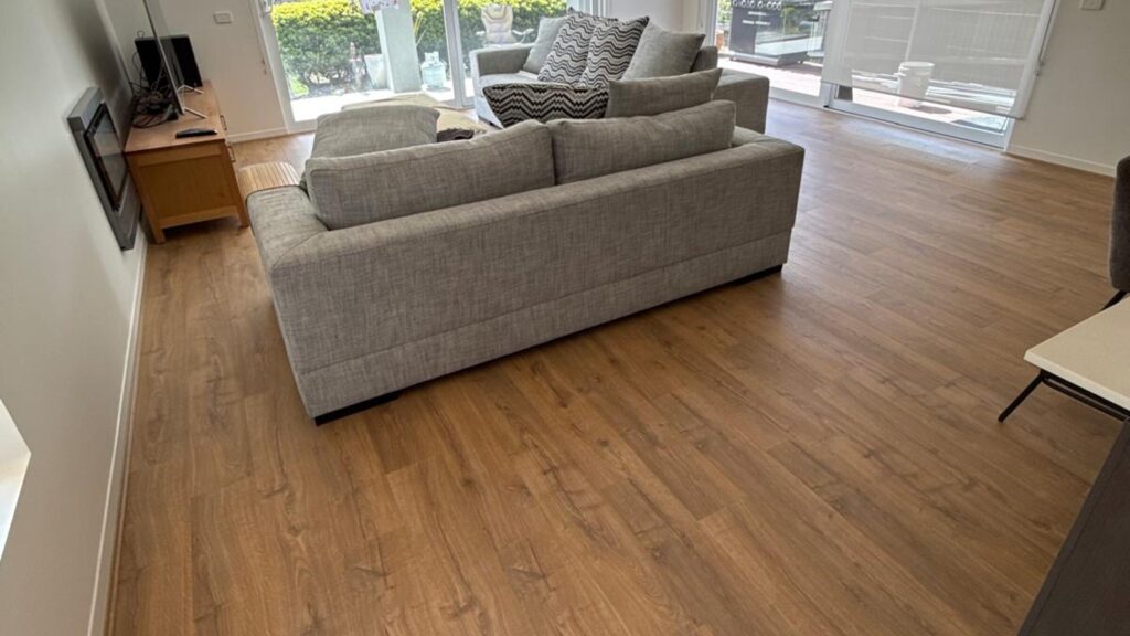 Timber flooring in a living room filled with natural light