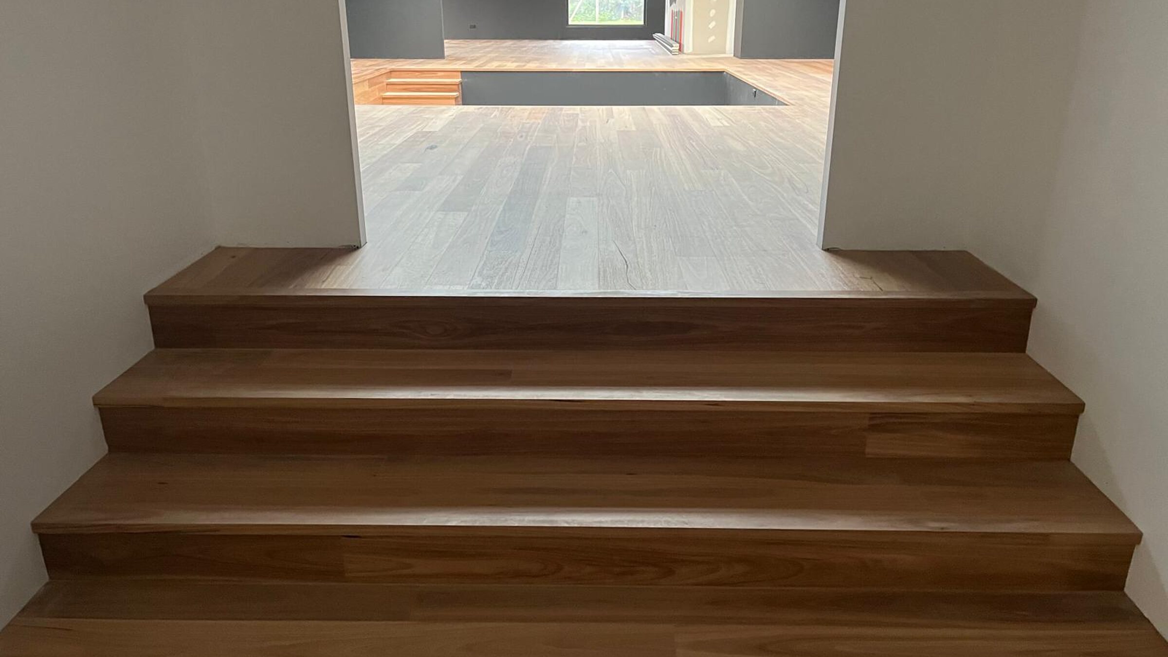 Timber stair treads finished to match the timber flooring in the living area