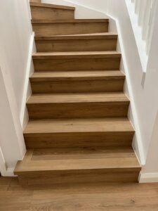 Oak timber stair treads and risers installed in a Melbourne home